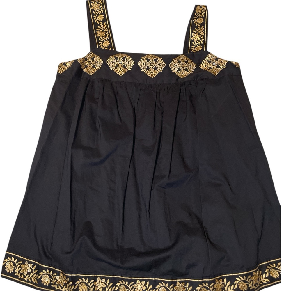 Michael Kors Black and Gold Embellished Top
